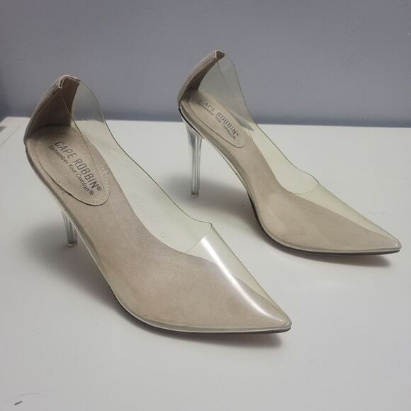 Capes Robbin glass doll clear pointy toe high heel pumps, 8 - Picture 4 of 8